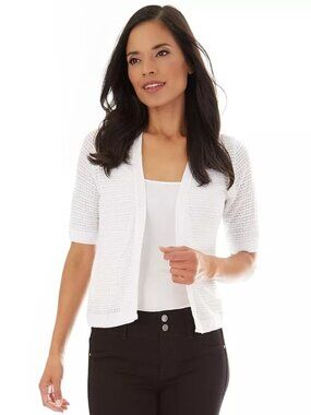 2/$30 NWT Apt. 9 Shrug Sweater Open Front White Small #A3883